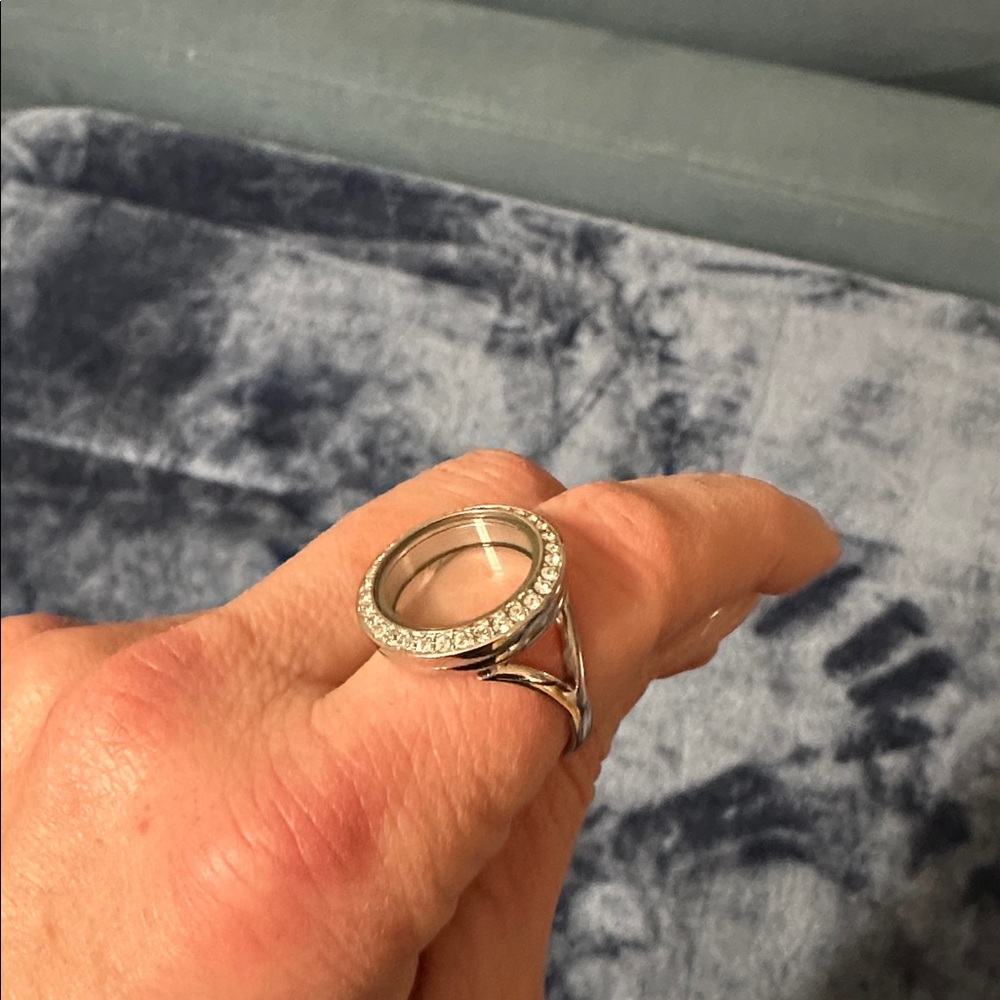 Origami owl, silver locket ring